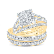 Load image into Gallery viewer, 14K Yellow Gold Diamond Square Trio Ring Set 1 5/8 Cttw - Splendid Jewellery