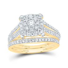 Load image into Gallery viewer, 14K Yellow Gold Diamond Square Trio Ring Set 1 5/8 Cttw - Splendid Jewellery
