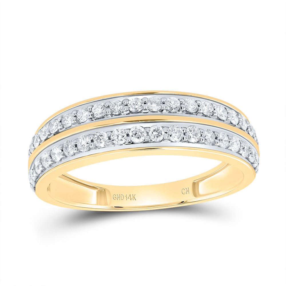 14K Yellow Gold Diamond Square Trio Ring Set 1 5/8 Cttw - Splendid Jewellery