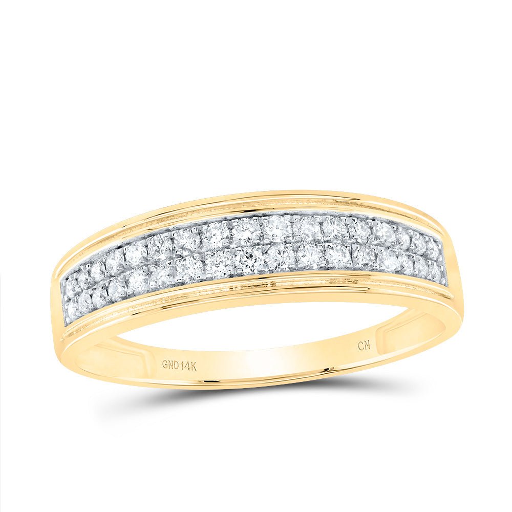 14K Yellow Gold Diamond Square Trio Ring Set 1 Cttw - Splendid Jewellery