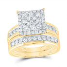 14K Yellow Gold Diamond Square Trio Ring Set 1 Cttw - Splendid Jewellery
