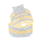 14K Yellow Gold Diamond Square Trio Ring Set 2 Cttw - Splendid Jewellery