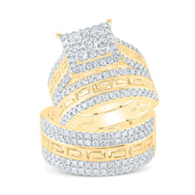 Load image into Gallery viewer, 14K Yellow Gold Diamond Square Trio Ring Set 2 Cttw - Splendid Jewellery