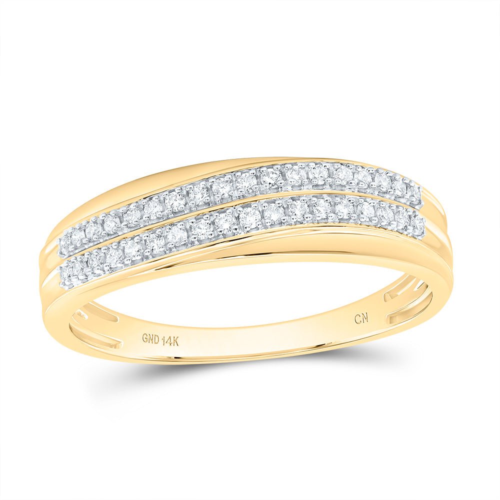 14K Yellow Gold Diamond Square Trio Ring Set 5/8 Cttw - Splendid Jewellery
