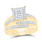 14K Yellow Gold Diamond Square Trio Ring Set 5/8 Cttw - Splendid Jewellery