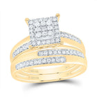 14K Yellow Gold Diamond Square Trio Ring Set 5/8 Cttw - Splendid Jewellery