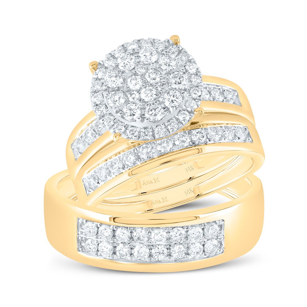14K Yellow Gold Diamond Trio Ring Set 1 Cttw - Splendid Jewellery