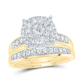 14K Yellow Gold Diamond Trio Ring Set 1 Cttw - Splendid Jewellery