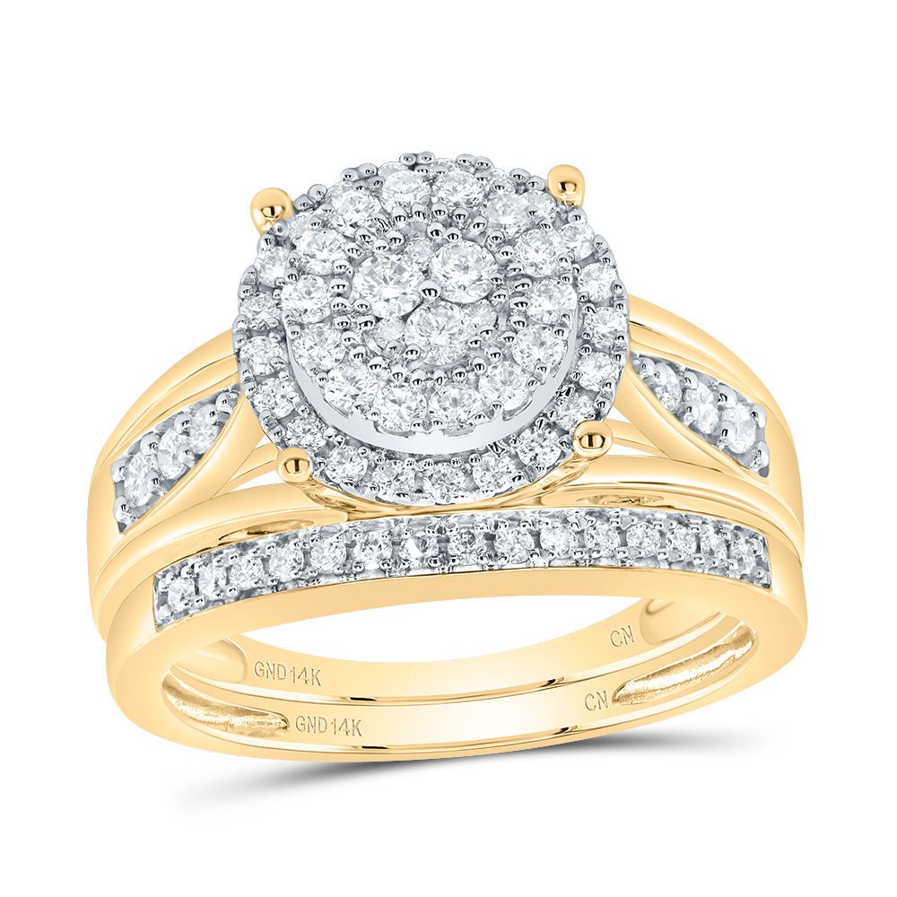 14K Yellow Gold Diamond Trio Ring Set 1 Cttw - Splendid Jewellery
