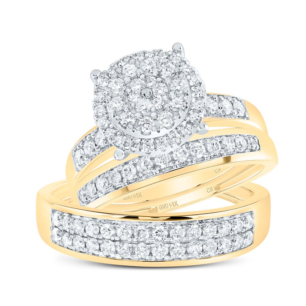 14K Yellow Gold Diamond Trio Ring Set 1 Cttw - Splendid Jewellery