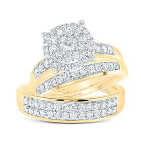 14K Yellow Gold Diamond Trio Ring Set 1 Cttw - Splendid Jewellery