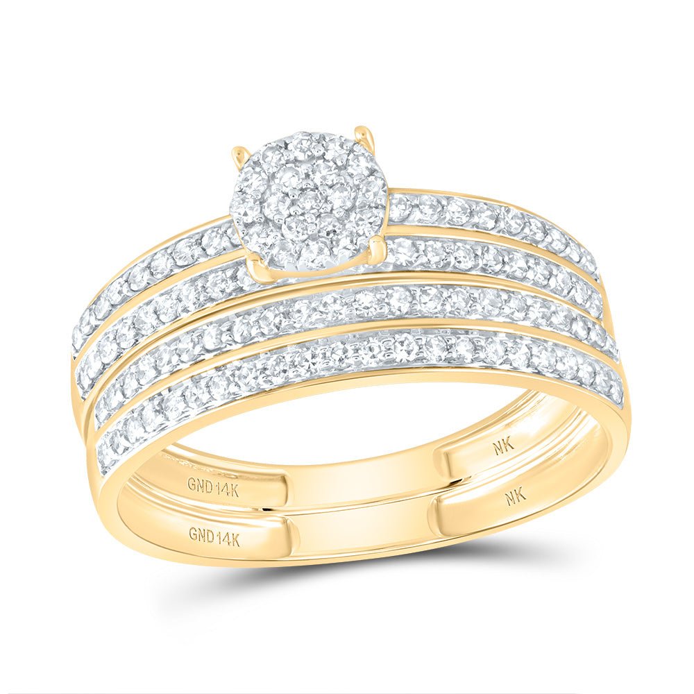 14K Yellow Gold Diamond Trio Ring Set 1 Cttw - Splendid Jewellery