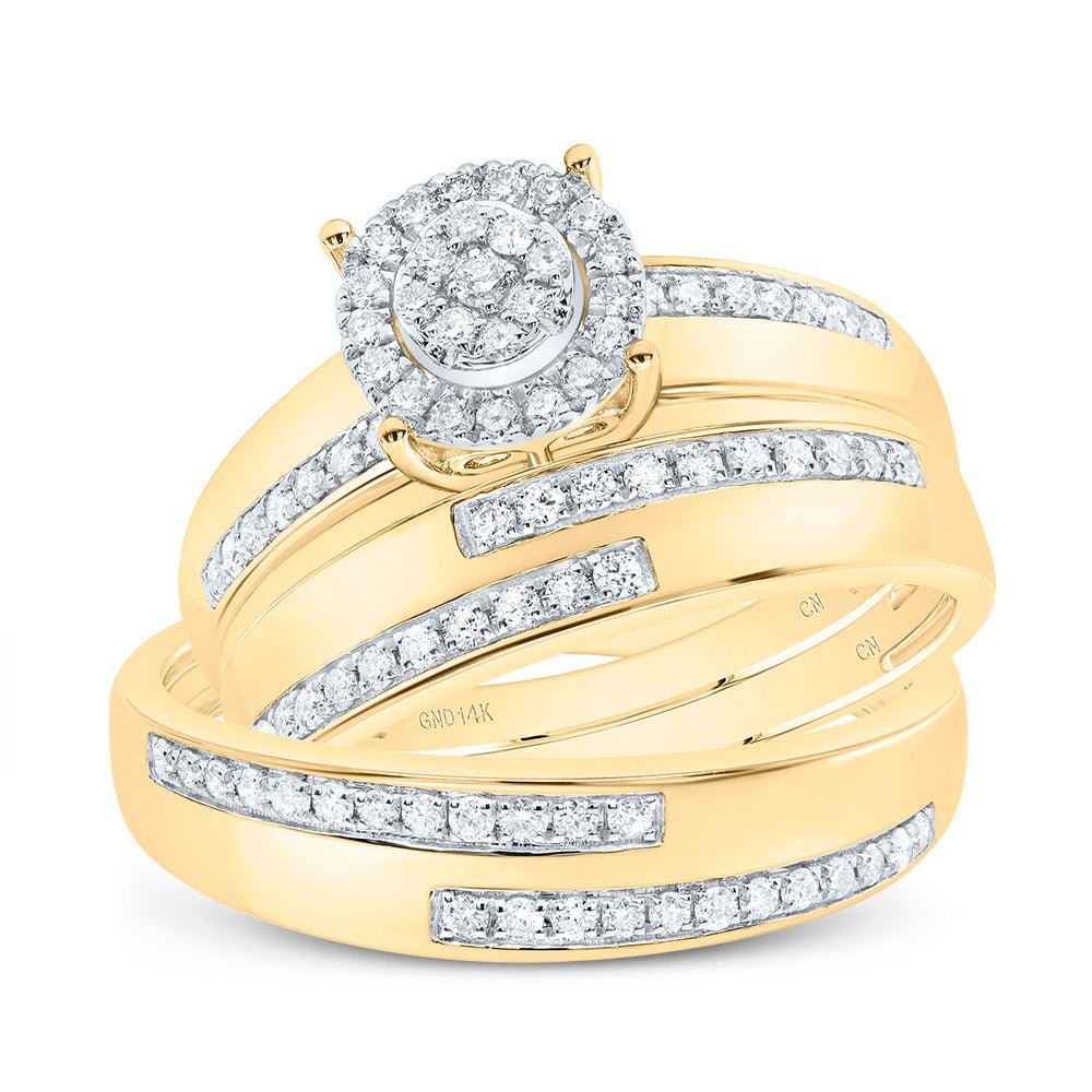 14K Yellow Gold Diamond Trio Ring Set 1/2 Cttw - Splendid Jewellery