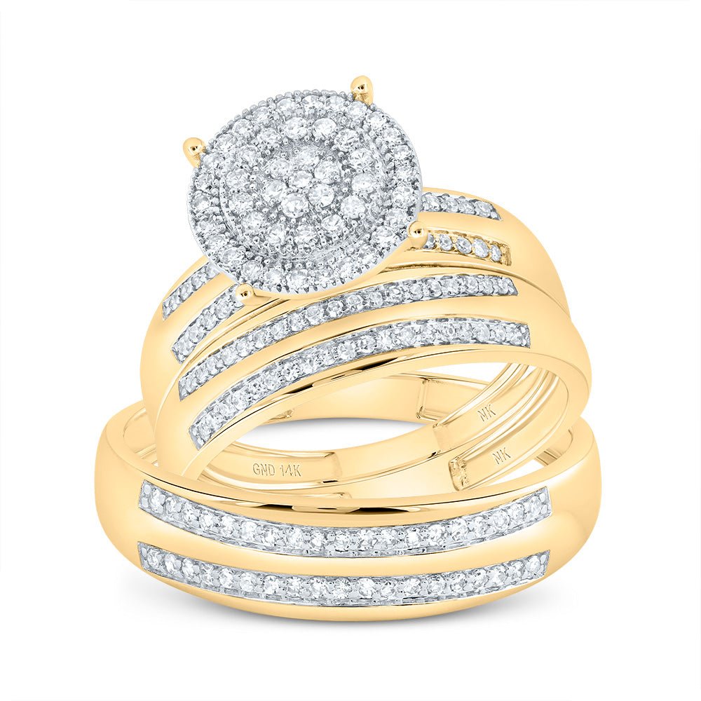14K Yellow Gold Diamond Trio Ring Set 5/8 Cttw - Splendid Jewellery