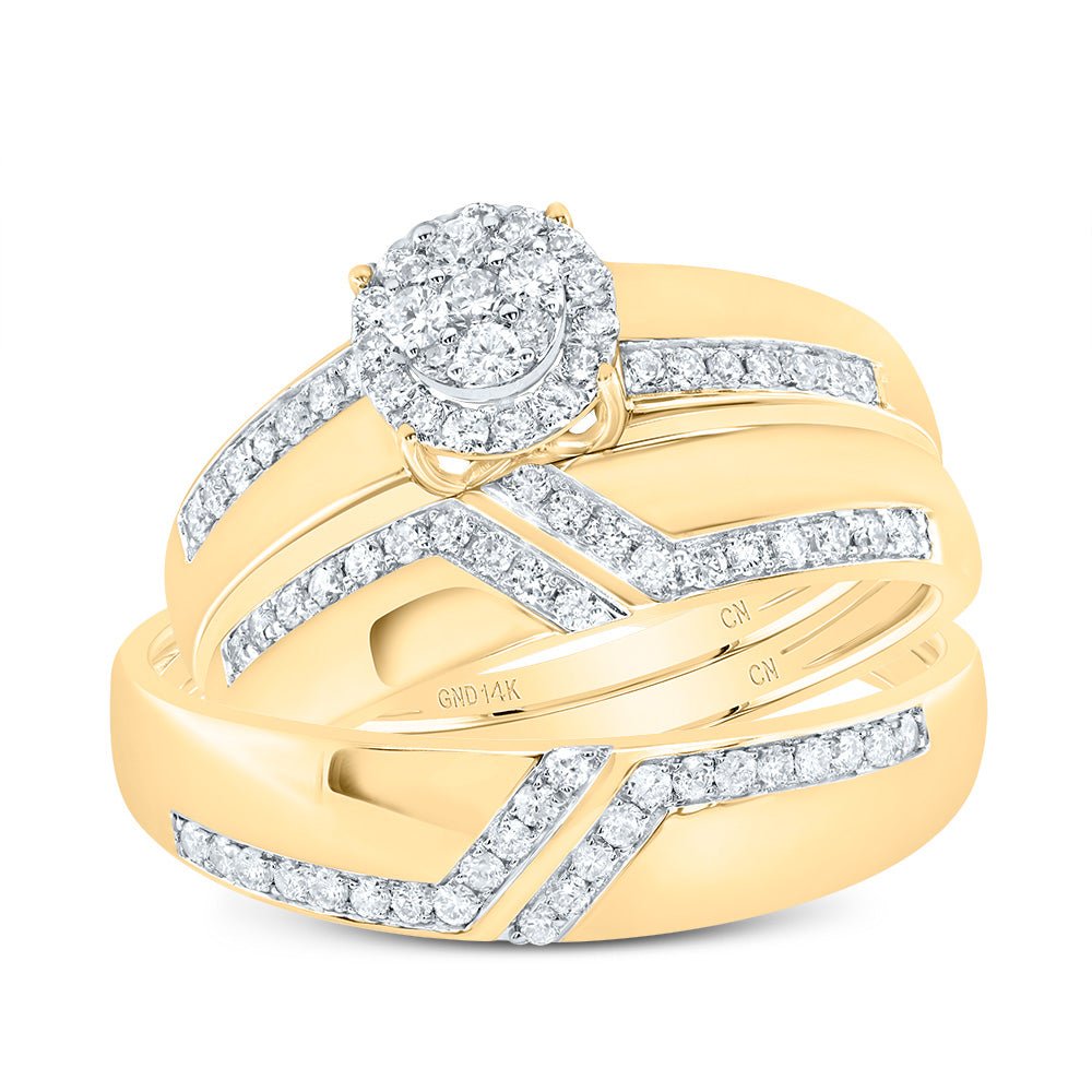 14K Yellow Gold Diamond Trio Ring Set 5/8 Cttw - Splendid Jewellery