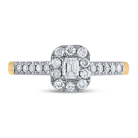 14K Yellow Gold Emerald Diamond Cemrl Ring 1/2 Cttw - Splendid Jewellery