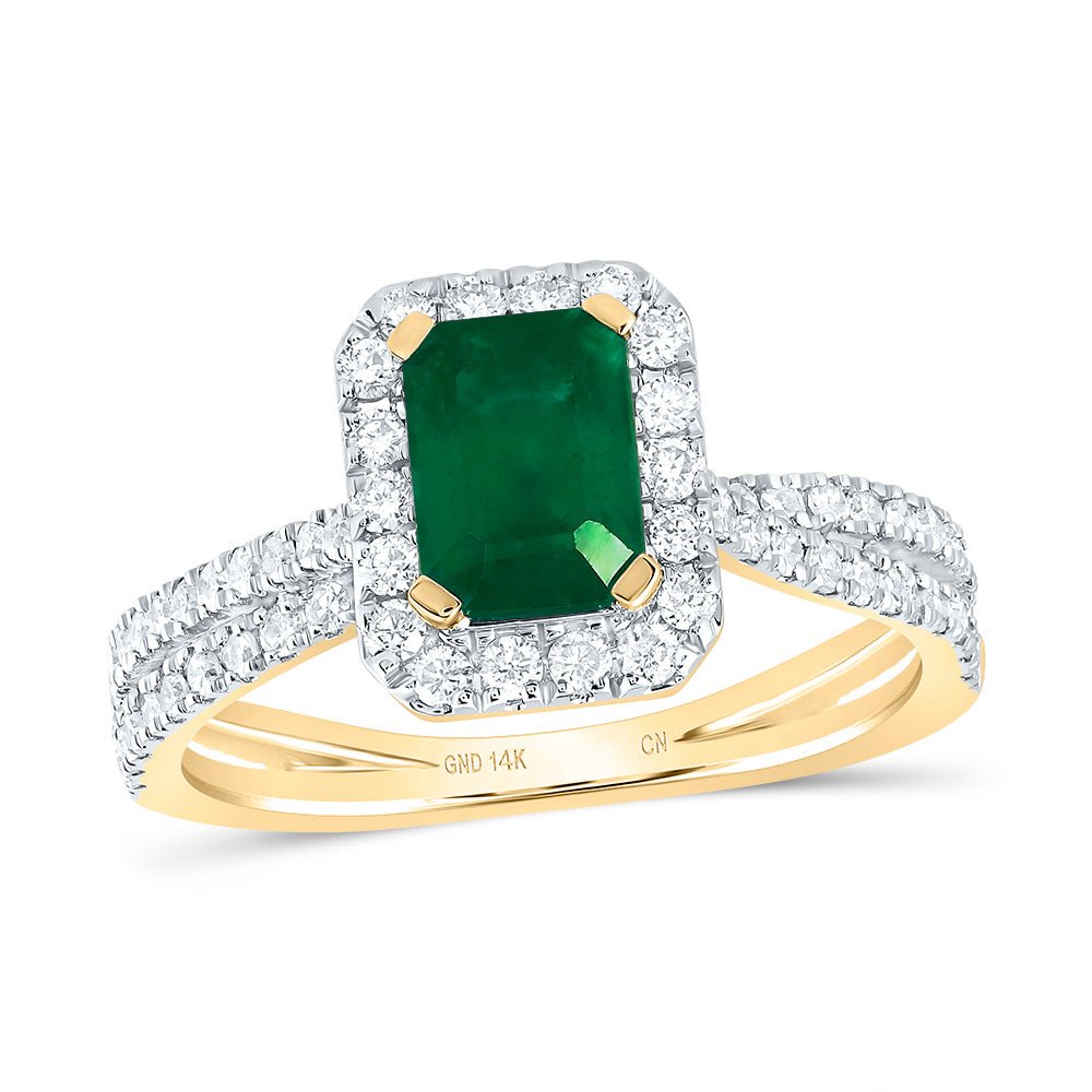 14K Yellow Gold Emerald Natural Emerald Emerald Gemstone Ring 1/2 Cttw - Splendid Jewellery