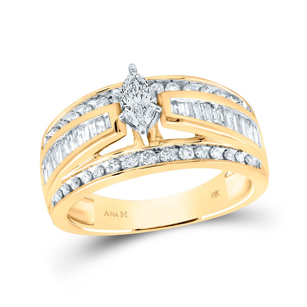 14K Yellow Gold Marquise Diamond Women's Marquise Solitaire Bridal Wedding Engagement Ring 1 Cttw - Splendid Jewellery