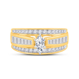 14K Yellow Gold Marquise Diamond Women's Marquise Solitaire Bridal Wedding Engagement Ring 1 Cttw - Splendid Jewellery
