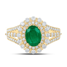 Load image into Gallery viewer, 14K Yellow Gold Natural Emerald Eme Oval Gemstone Ring 7/8 Cttw - Splendid Jewellery
