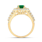 14K Yellow Gold Natural Emerald Eme Oval Gemstone Ring 7/8 Cttw - Splendid Jewellery