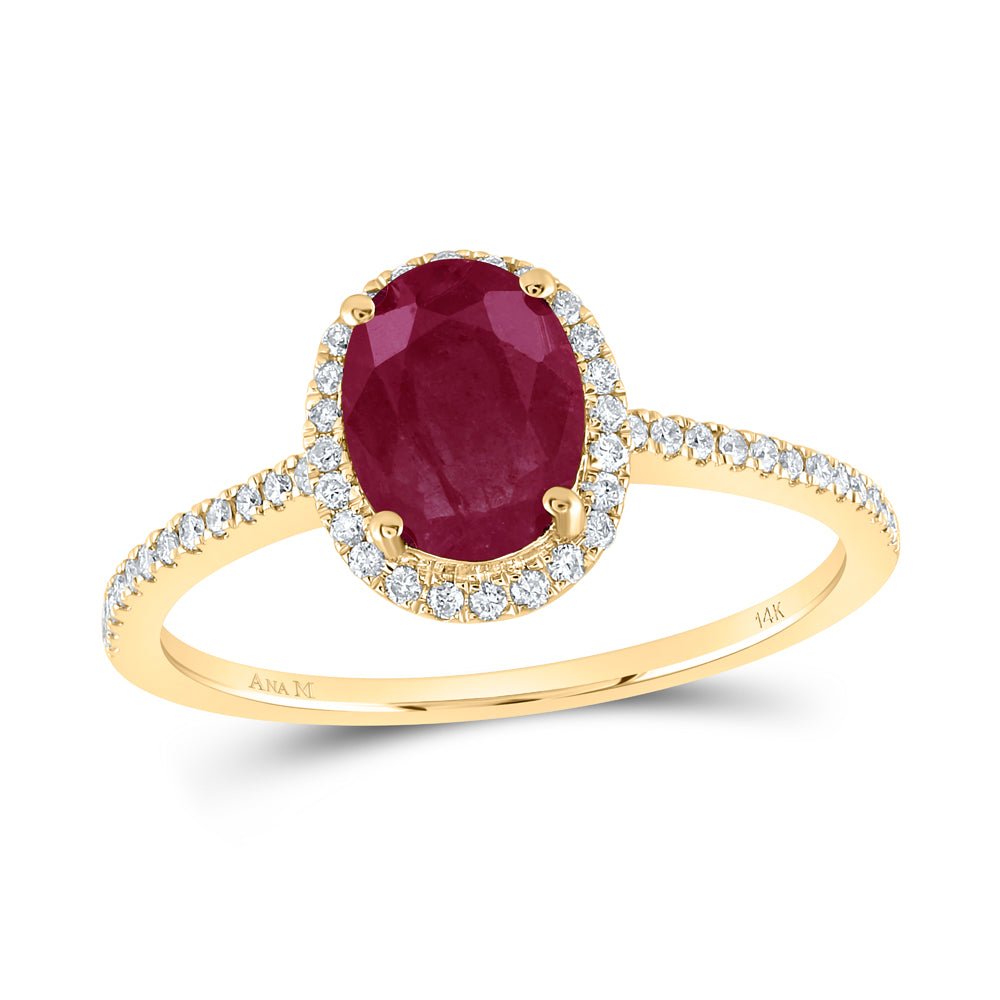 14K Yellow Gold Natural Ruby Gemstone Ring 1/5 Cttw - Splendid Jewellery