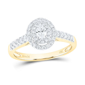 14K Yellow Gold Oval Diamond Coval Bridal Ring 1/2 Cttw - Splendid Jewellery