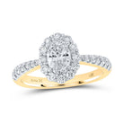 14K Yellow Gold Oval Diamond Engagement Single Halo 1 1/4 Cttw - Splendid Jewellery