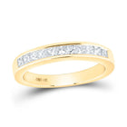 14K Yellow Gold Princess Diamond Channel Set Single Row Wedding Band 1/2 Cttw - Splendid Jewellery