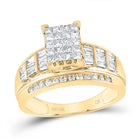 14K Yellow Gold Princess Diamond Cluster Bridal Wedding Engagement Ring 1 Cttw - Splendid Jewellery