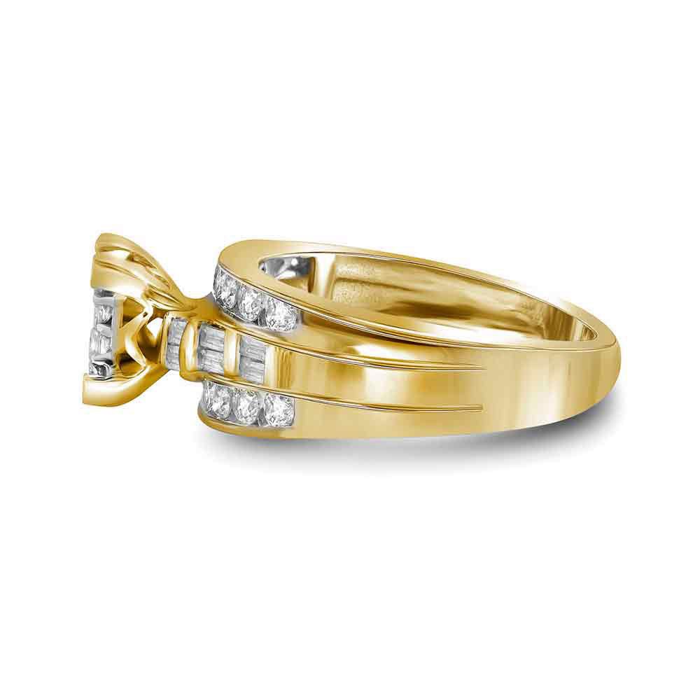 14K Yellow Gold Princess Diamond Cluster Bridal Wedding Engagement Ring 1/2 Cttw - Splendid Jewellery