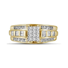 Load image into Gallery viewer, 14K Yellow Gold Princess Diamond Cluster Bridal Wedding Engagement Ring 1/2 Cttw - Splendid Jewellery