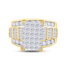 Load image into Gallery viewer, 14K Yellow Gold Princess Diamond Cluster Bridal Wedding Engagement Ring 3 Cttw - Splendid Jewellery