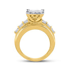 14K Yellow Gold Princess Diamond Cluster Bridal Wedding Engagement Ring 3 Cttw - Splendid Jewellery