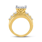 14K Yellow Gold Princess Diamond Cluster Bridal Wedding Engagement Ring 3 Cttw - Splendid Jewellery