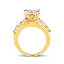 Load image into Gallery viewer, 14K Yellow Gold Princess Diamond Cluster Bridal Wedding Engagement Ring 4 Cttw - Splendid Jewellery