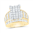 14K Yellow Gold Princess Diamond Cluster Bridal Wedding Engagement Ring 4 Cttw - Splendid Jewellery