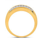 14K Yellow Gold Princess Diamond Invisible Fashion Mens Band 2 5/8 Cttw - Splendid Jewellery