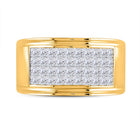 14K Yellow Gold Princess Diamond Invisible Fashion Mens Band 2 5/8 Cttw - Splendid Jewellery