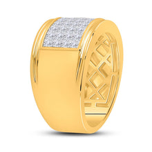 Load image into Gallery viewer, 14K Yellow Gold Princess Diamond Invisible Fashion Mens Band 2 5/8 Cttw - Splendid Jewellery