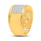 14K Yellow Gold Princess Diamond Invisible Fashion Mens Band 2 5/8 Cttw - Splendid Jewellery