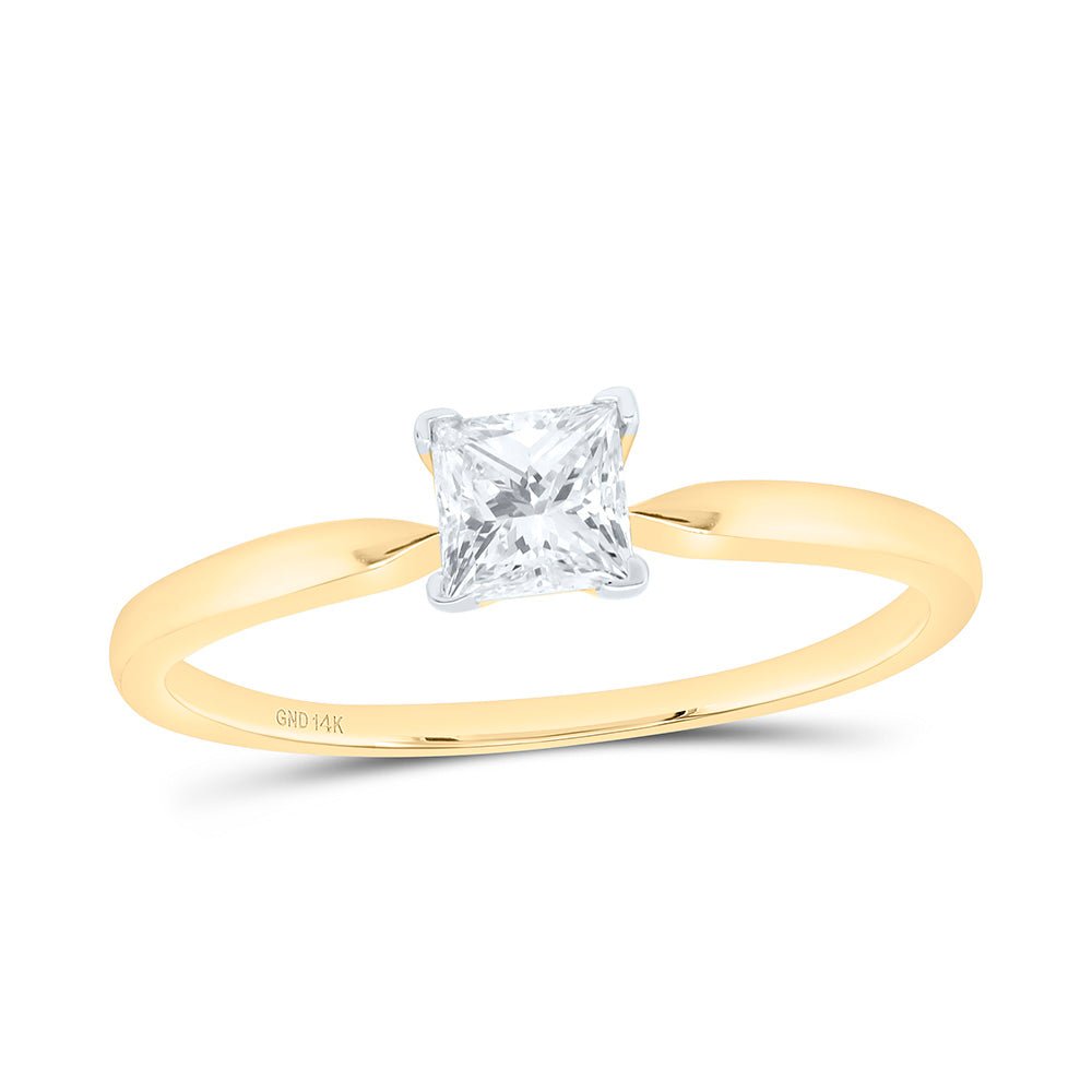 14K Yellow Gold Princess Diamond Solitaire Bridal Wedding Engagement Ring 1/2 Cttw - Splendid Jewellery