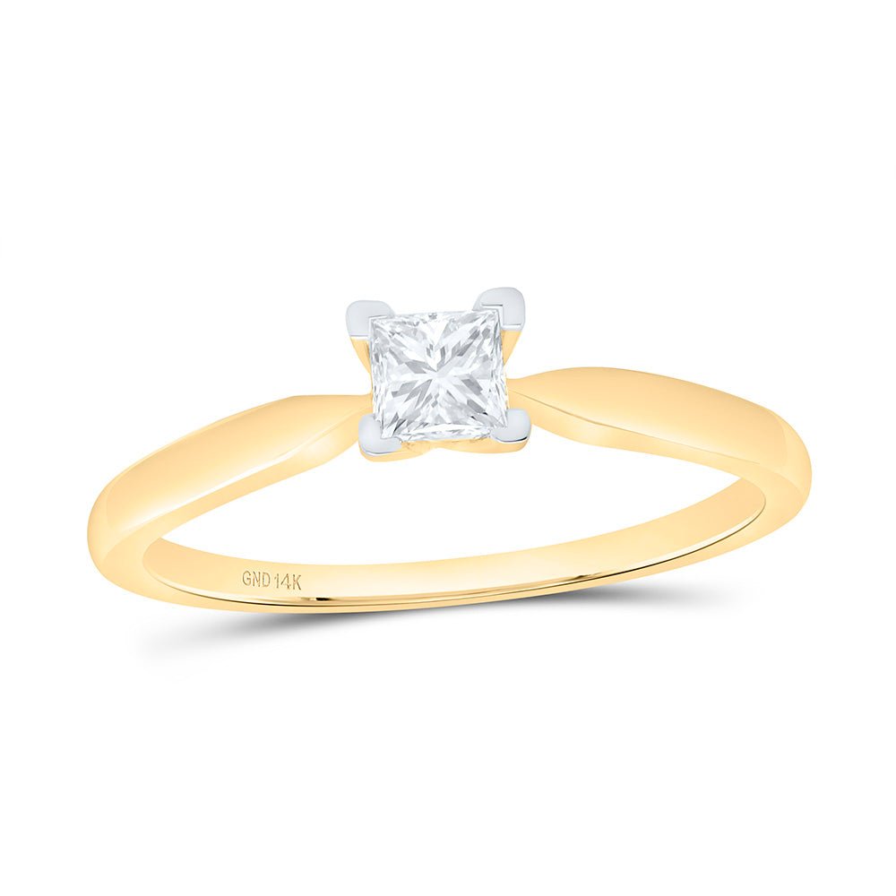 14K Yellow Gold Princess Diamond Solitaire Bridal Wedding Engagement Ring 1/4 Cttw - Splendid Jewellery