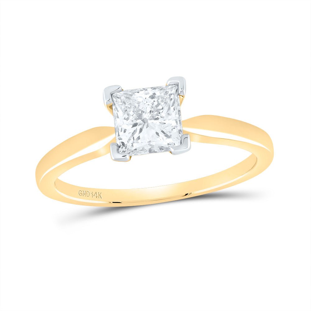 14K Yellow Gold Princess Diamond Solitaire Certified Bridal Wedding Engagement Ring 1 Cttw - Splendid Jewellery