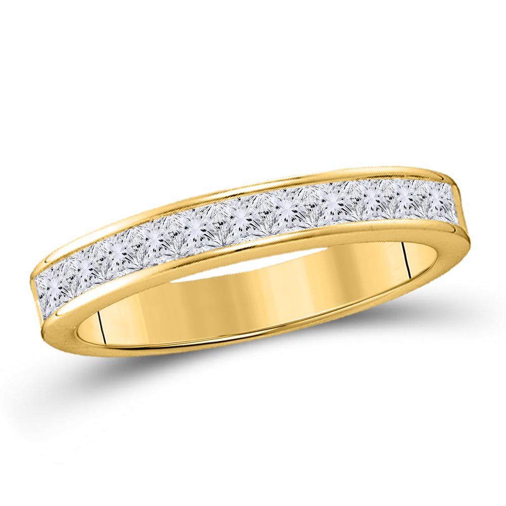 14K Yellow Gold Princess Diamond Women's Machine Set Princess Wedding Channel Band 1/4 Cttw - Splendid Jewellery