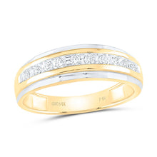 Load image into Gallery viewer, 14K Yellow Gold Round Diamond 14K Two Tone Men's Wedding Channel Set Band Ring 1/4 Cttw - Splendid Jewellery