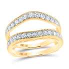 14K Yellow Gold Round Diamond 14K Two Tone Women's Milgrain Wrap Ring Guard Enhancer 1 Cttw - Splendid Jewellery