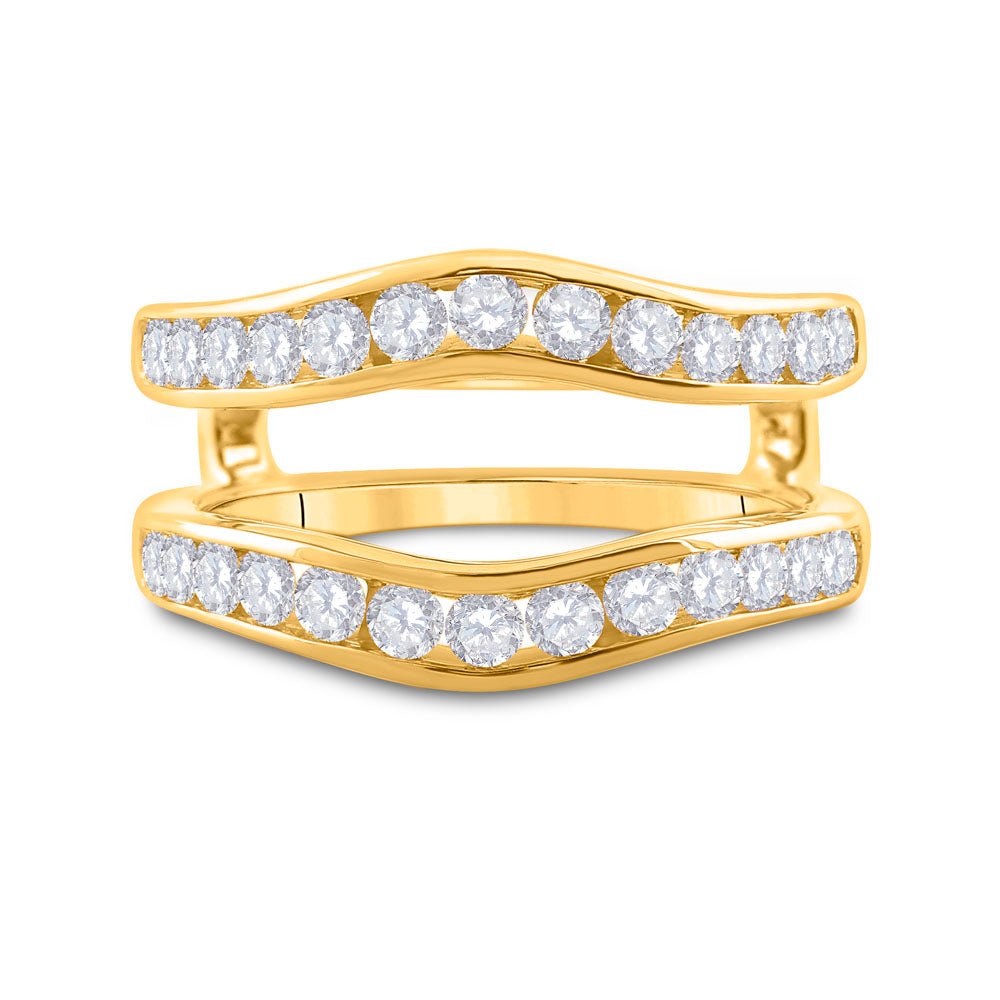 14K Yellow Gold Round Diamond 14K Two Tone Women's Wrap Ring Guard Enhancer 1.00 Cttw - Splendid Jewellery
