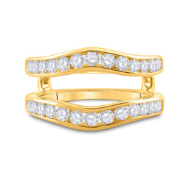 14K Yellow Gold Round Diamond 14K Two Tone Women's Wrap Ring Guard Enhancer 1.00 Cttw - Splendid Jewellery