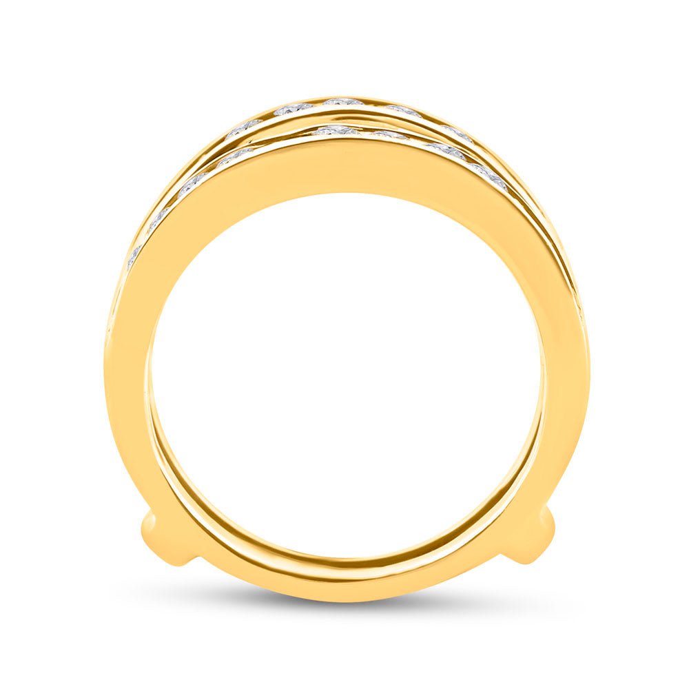 14K Yellow Gold Round Diamond 14K Two Tone Women's Wrap Ring Guard Enhancer 1.00 Cttw - Splendid Jewellery